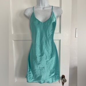 Y2K Victoria’s Secret blue open back slip dress medium